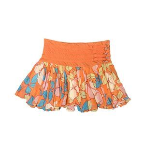 Y2K Walter Orange + Blue Silk Floral Mini Skirt Size 8